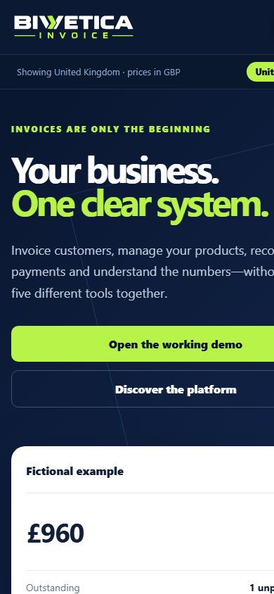 Bivetica Invoice on a phone