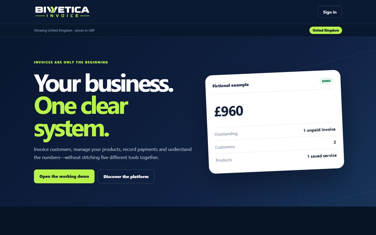 Bivetica Invoice invoicing software